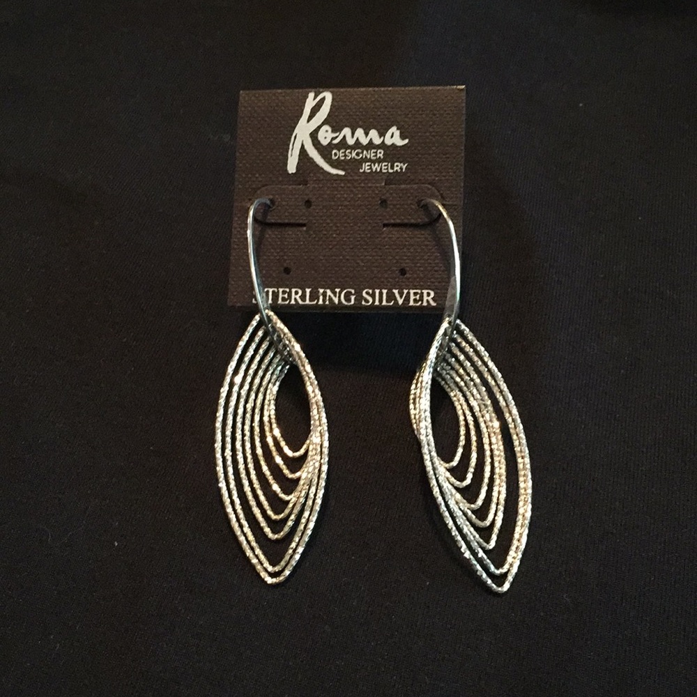 New sterling silver rhodium diamond cut earrings